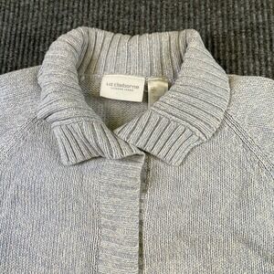 VTG Liz Claiborne Lizwear Jeans Women's  Snap button Sweater Blue/white Size L